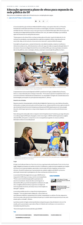 Educação apresenta plano de obras para expansão da rede pública do DF